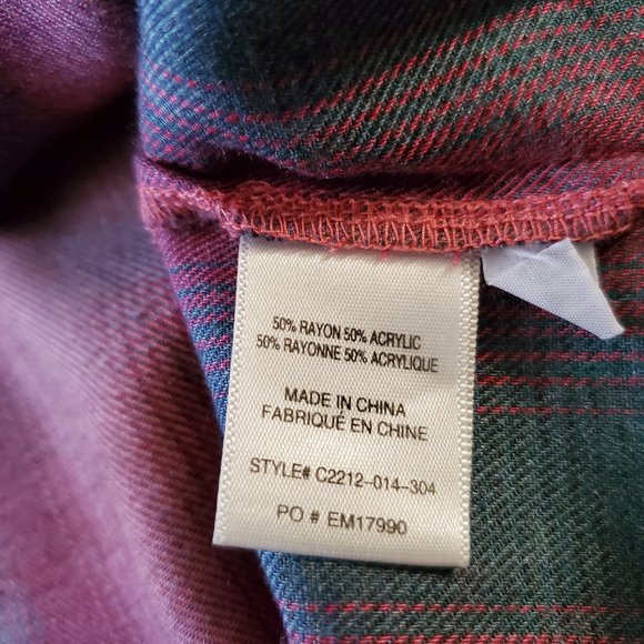 Anthro Cloth & Stone Plaid Top with Lace-Up Back M - Picture 11 of 14